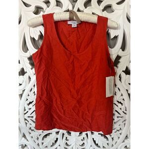 Orange Silk Classic Sleeveless Top